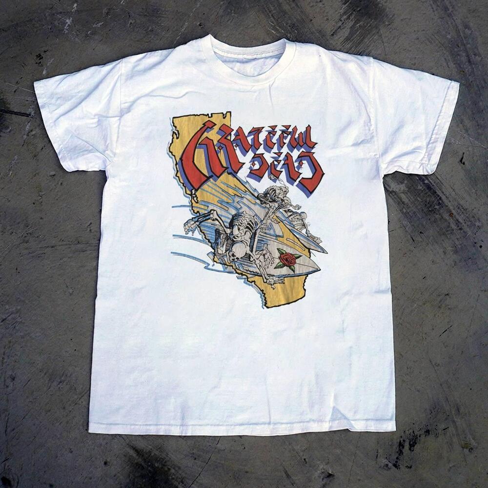 Grateful Dead Skeleton Surfer White Graphic Tee